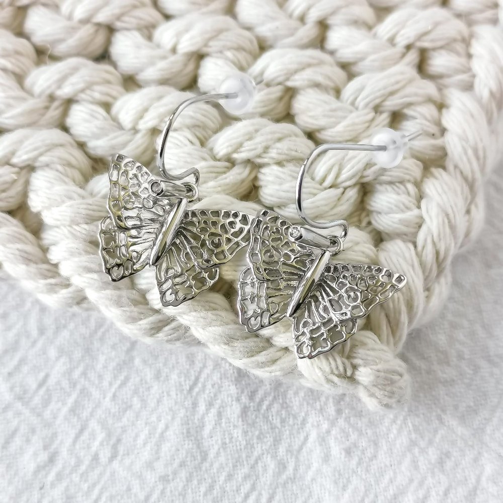 Authentic Kendra Scott Hadley Butterfly - Silver Small Drop Earrings